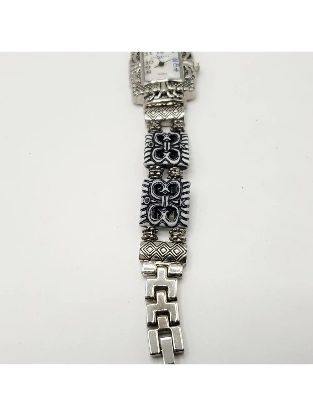 LA Express Watch Women Silver Tone MOP Dial Decorative Band New Battery 23mm